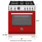 Bertazzoni Professional 4.6 Cu.Ft. Dual Fuel Range in Rosso Glossy, , large