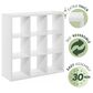 HOMLUX 9-Cube Reversible Open Back Bookshelf in White, , large