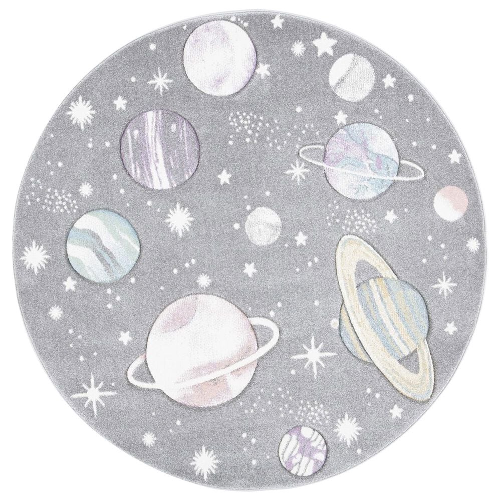Safavieh Carousel 6"7" Round Grey and Lavender Kids Area Rug, , large