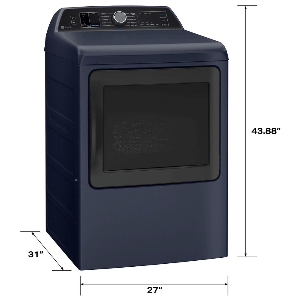 GE Profile 7.3 Cu. Ft. Smart Front Load Gas Dryer with Steam and Washer Link in Sapphire Blue, , large