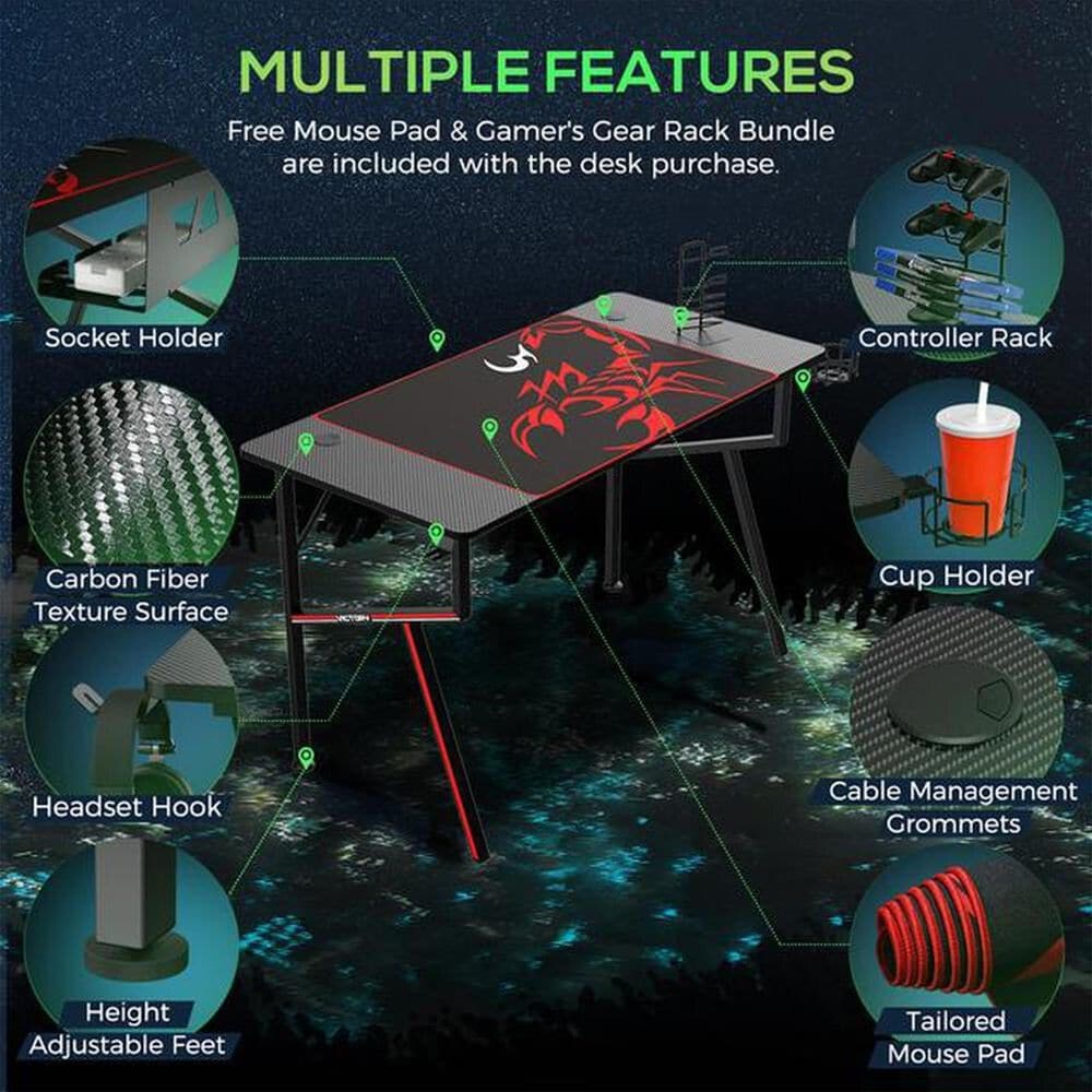 Eureka Llc 47&quot; Captain K Series Gaming Desk - Carbon Fiber Black, , large