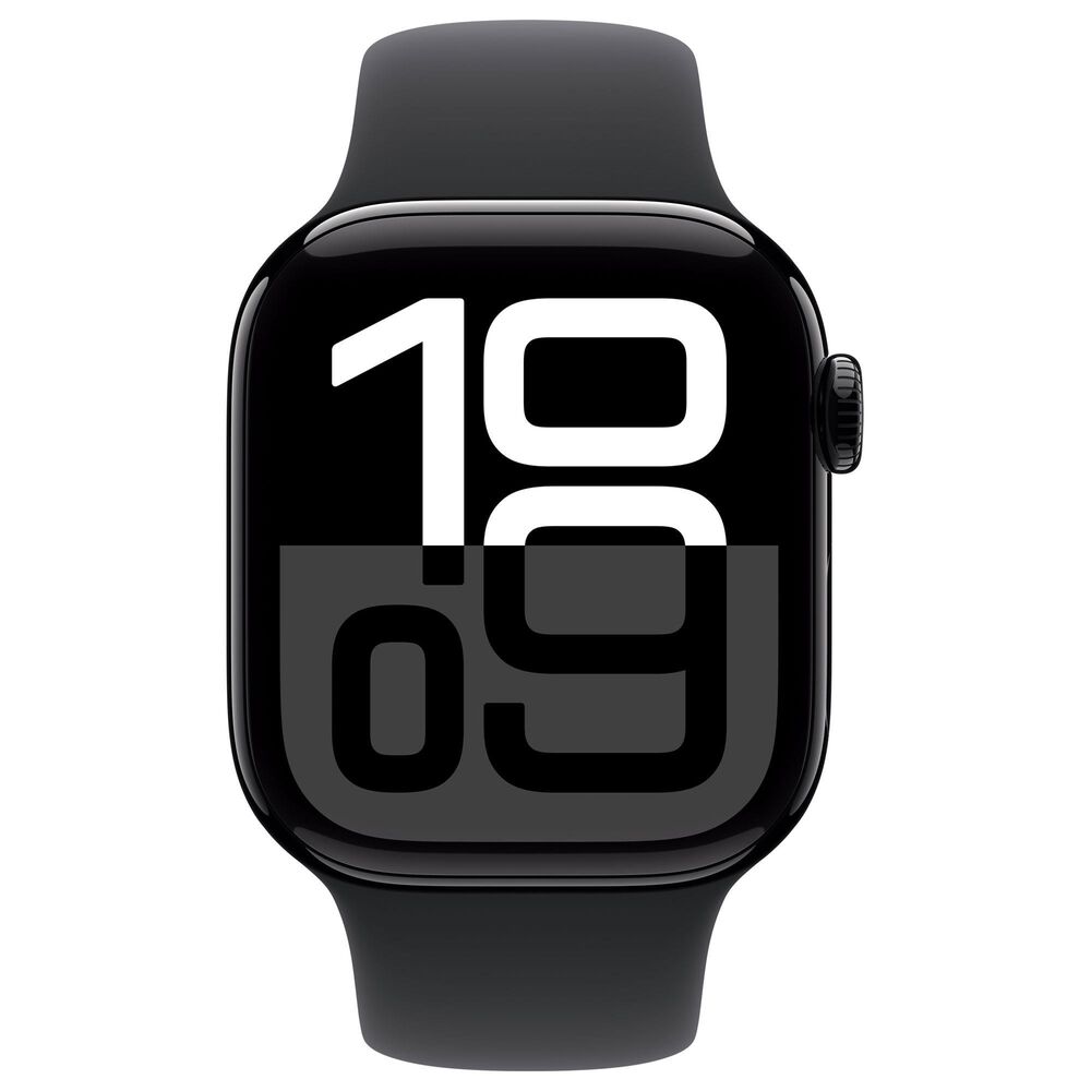 Apple Watch Series 10 GPS 42mm Jet Black Aluminum Case with Black Sport Band - S/M, , large