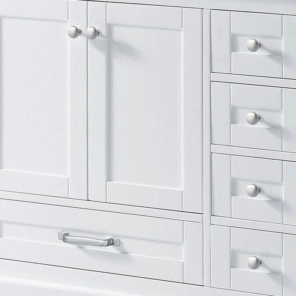 Lexora Home Dukes 84&quot; Double Bathroom Vanity in White with 2 cm White Quartz Top and Rectangular Sinks, , large