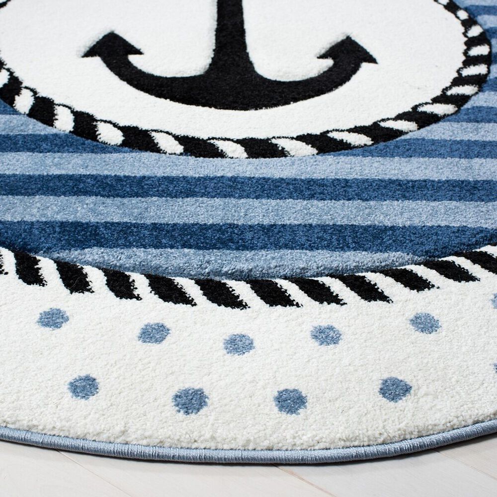 Safavieh Carousel Nautical 8&#39; Round Navy and Ivory Kids  Area Rug, , large