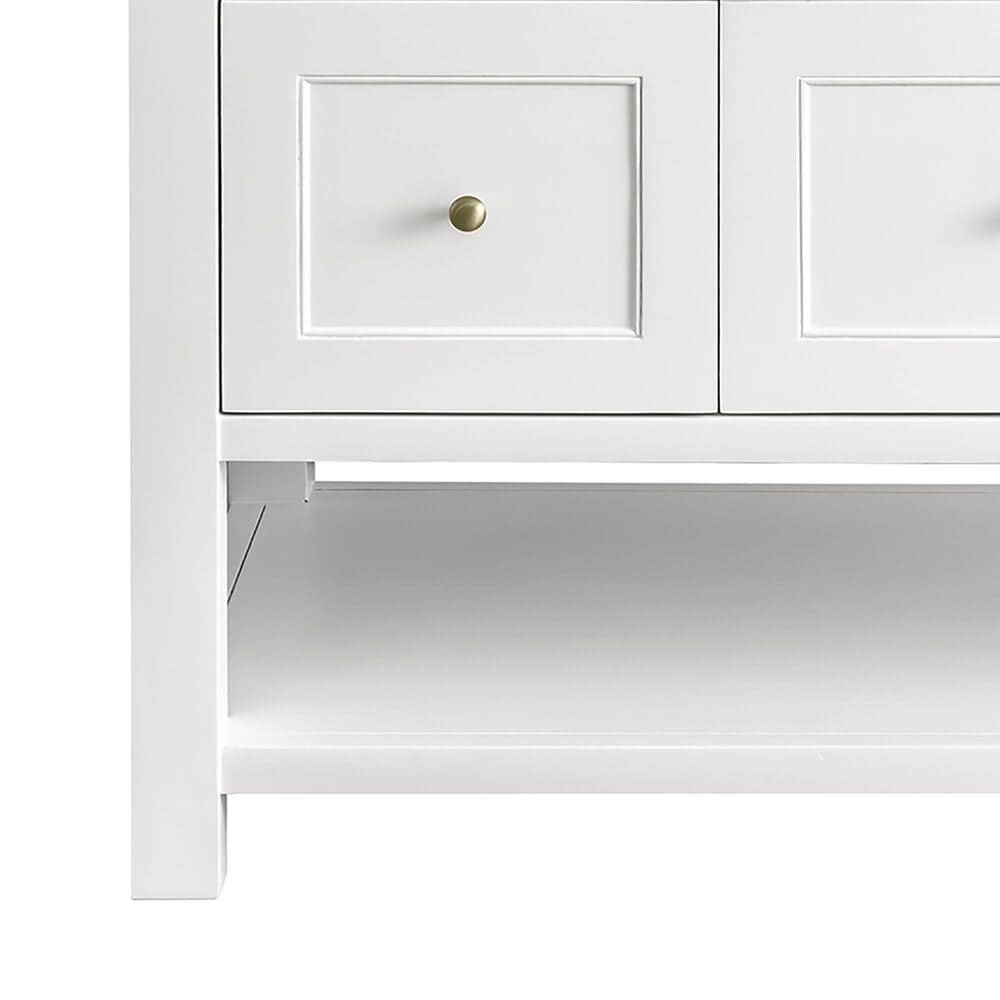 James Martin Breckenridge 48&quot; Single Bathroom Vanity in Bright White with 3 cm Charcoal Soapstone Quartz Top and Rectangular Sink, , large