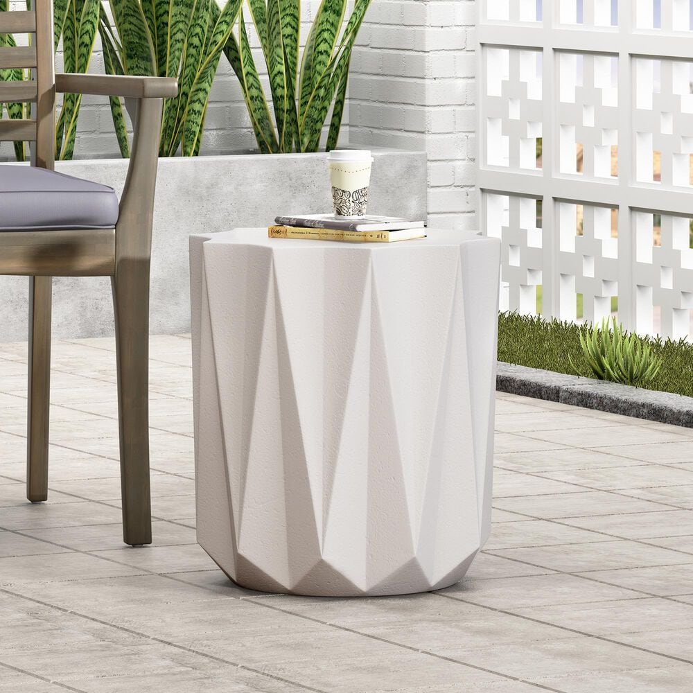Hearth and Haven Star Patio Side Table in Antique White, , large