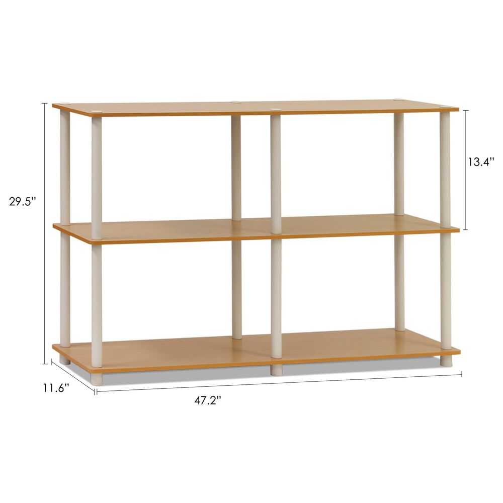 HOMLUX Turn-N-Tube 3-Tier Double Size Storage Display Rack in Beech and White, , large