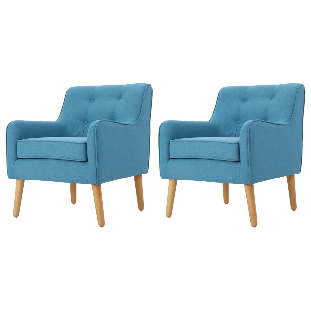 Noble House Felicity Arm Chair in Teal &#40;Set of 2&#41;, , large