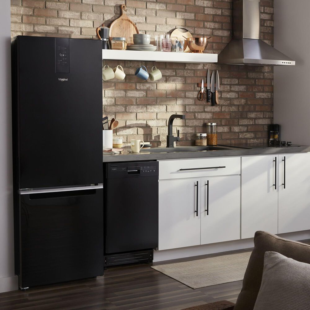 Whirlpool 12.9 Cu. Ft. Counter-Depth Wide Bottom-Freezer Refrigerator in Black, , large