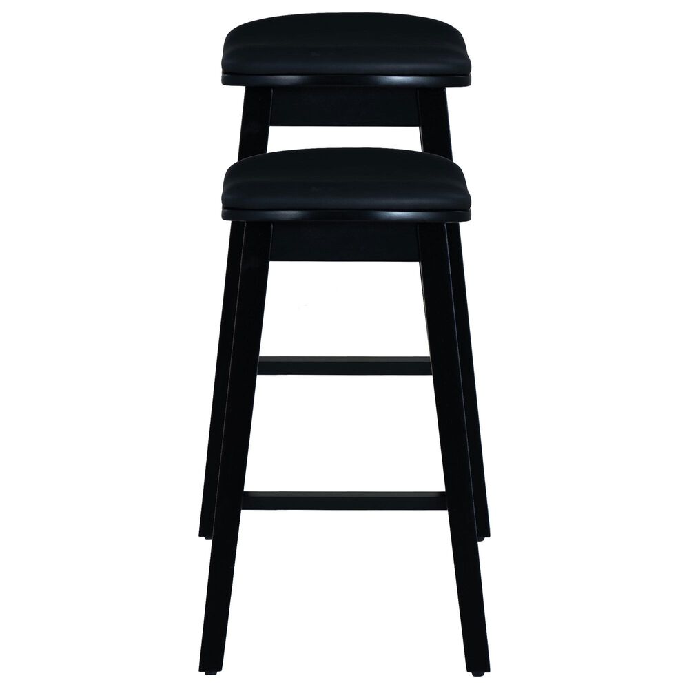 Linon Home Decor Culver Counter Stool with Black Cushion in Black (Set of 2), , large
