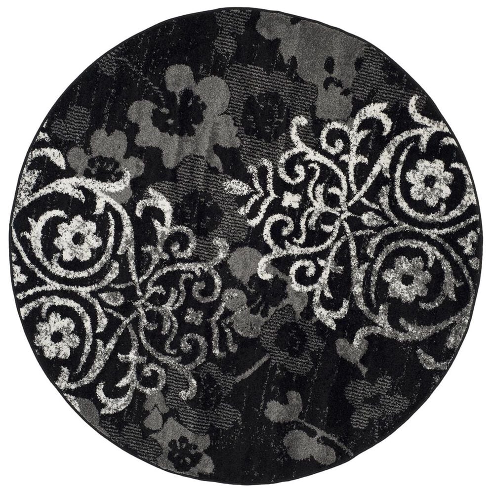 Safavieh Adirondack ADR114A-4R 4" x 4" Black/Silver Round Rug, , large