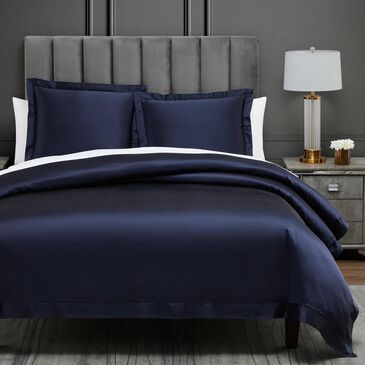 HiEnd Accents High Shine Satin 3-Piece Super Queen Duvet Set in Navy, , large
