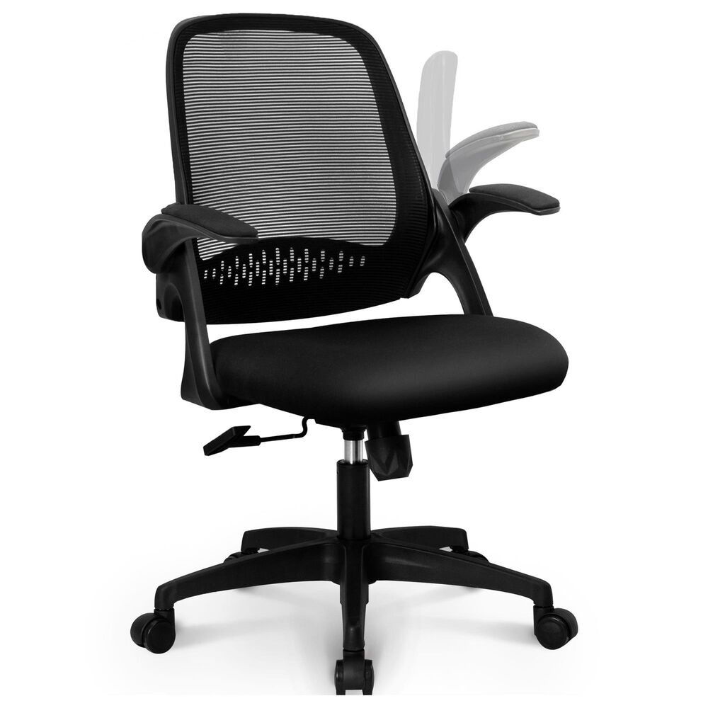 HOMLUX Swivel Ergonomic Office Chair with Flip Up Arms in Black, , large