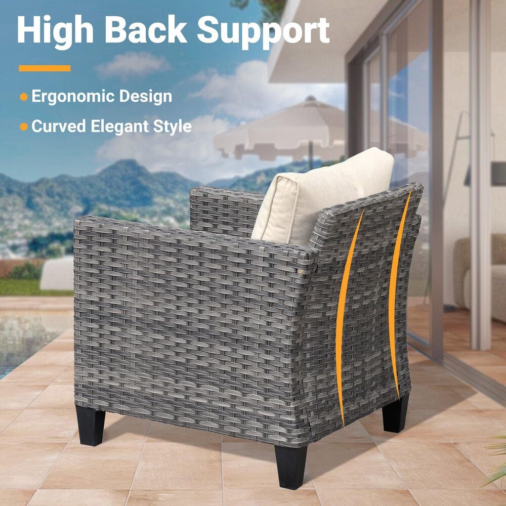 HOMLUX 5-Piece Outdoor Wicker Patio Furniture Set, High Back Rattan Sofa with Chairs, Ottomans &amp; Cushions in Beige, , large