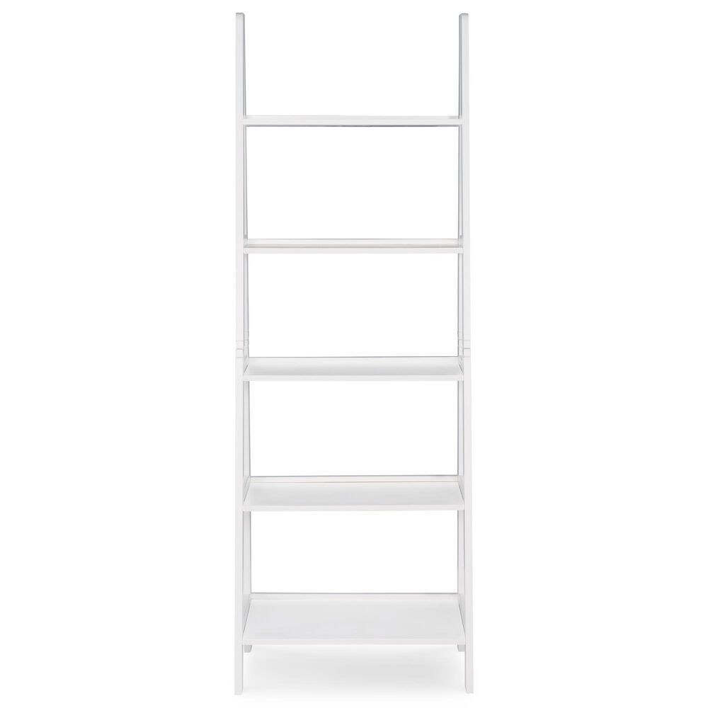 Linon Home Decor Acadia 5-Shelf Ladder Bookcase in White, , large