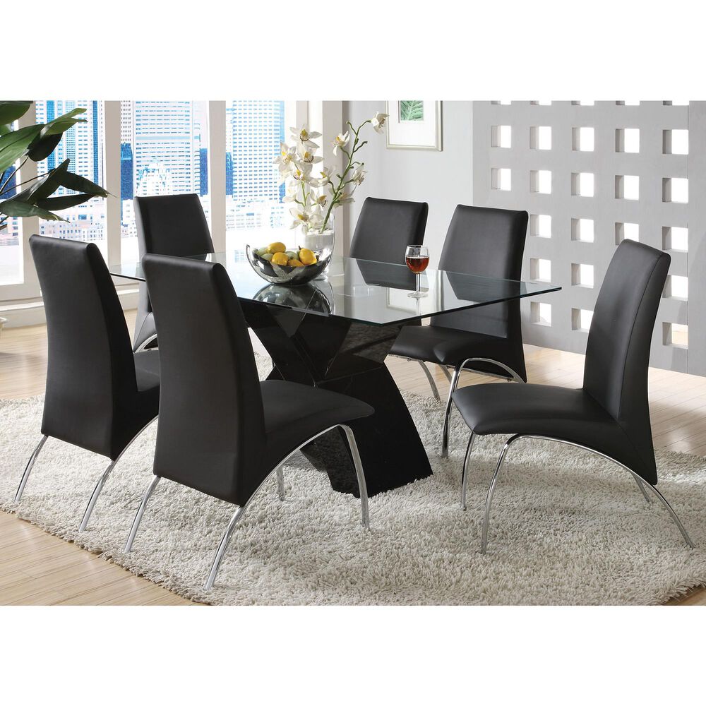 Furniture of America Warner 7-Piece Dining Set in Black, , large