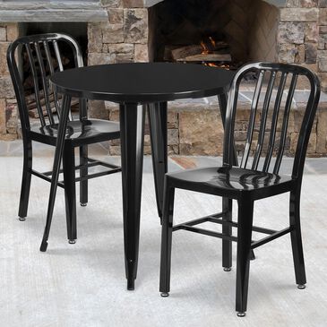 Flash Furniture 3-Piece Metal Bistro Table Set in Black, , large
