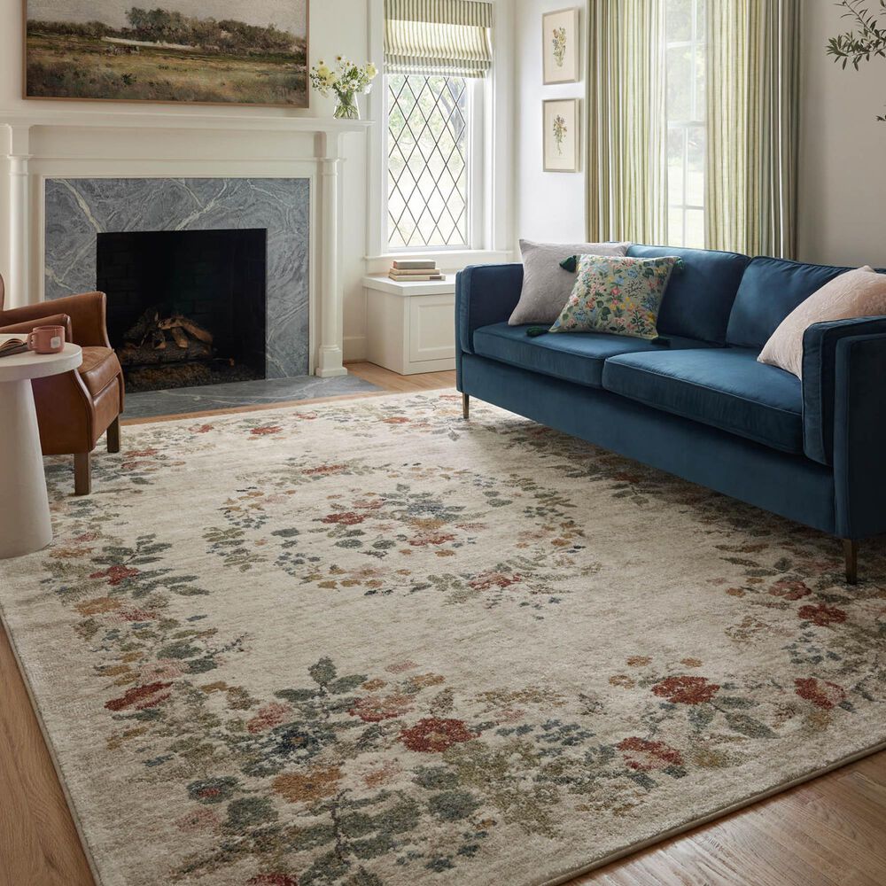Rifle Paper Co. x Loloi Laurel Strawberry Fields 3&#39;11&quot; x 5&#39;7&quot; Cream Area Rug, , large