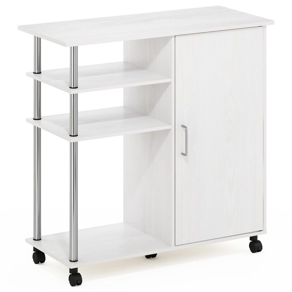 HOMLUX Helena 4-Tier Utility Kitchen Island and Storage Cart in White Oak and Chrome, , large