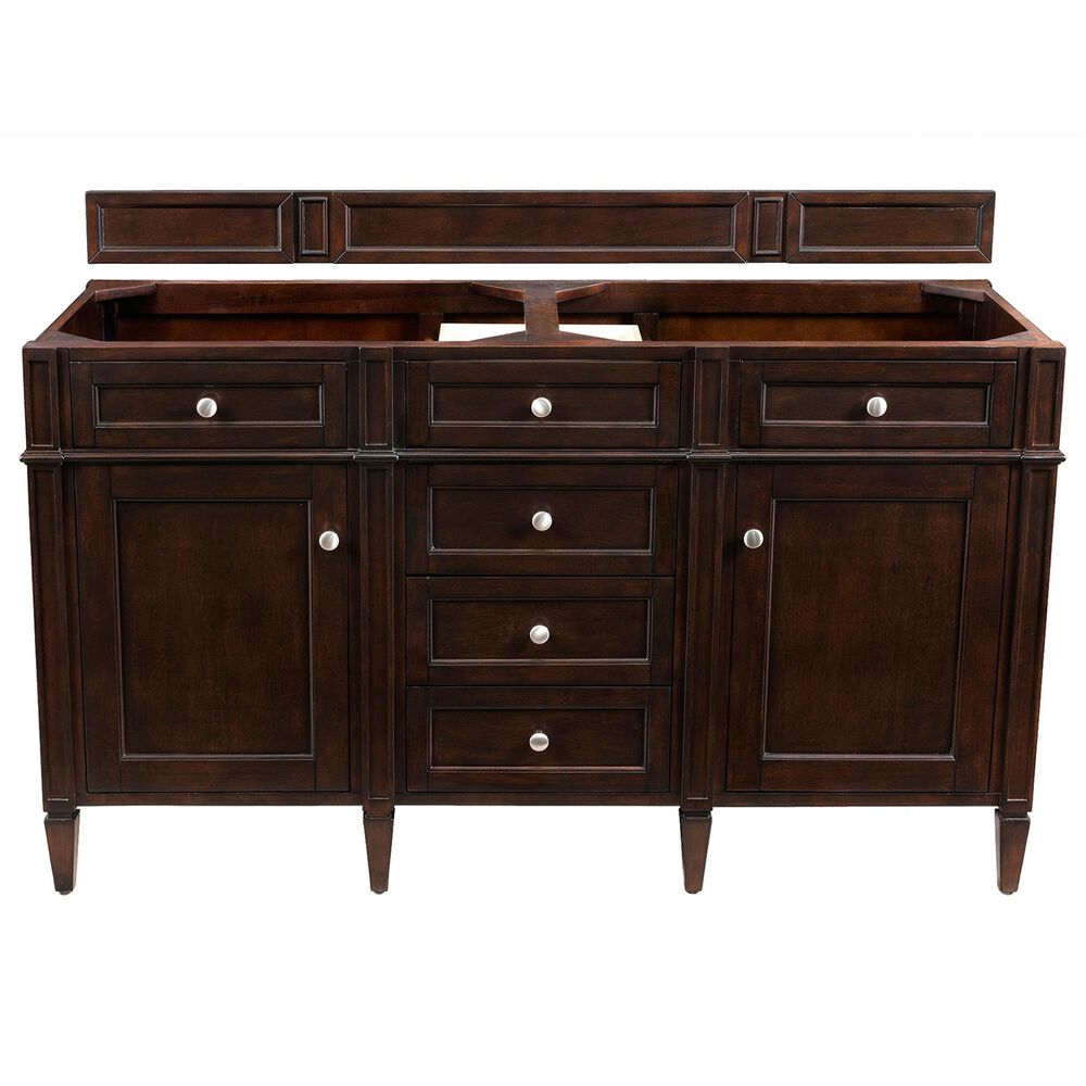 James Martin Vanities Brittany 60&quot; Double Bathroom Vanity in Burnished Mahogany with 3 cm Parisien Bleu Quartz Top and Rectangular Sinks, , large