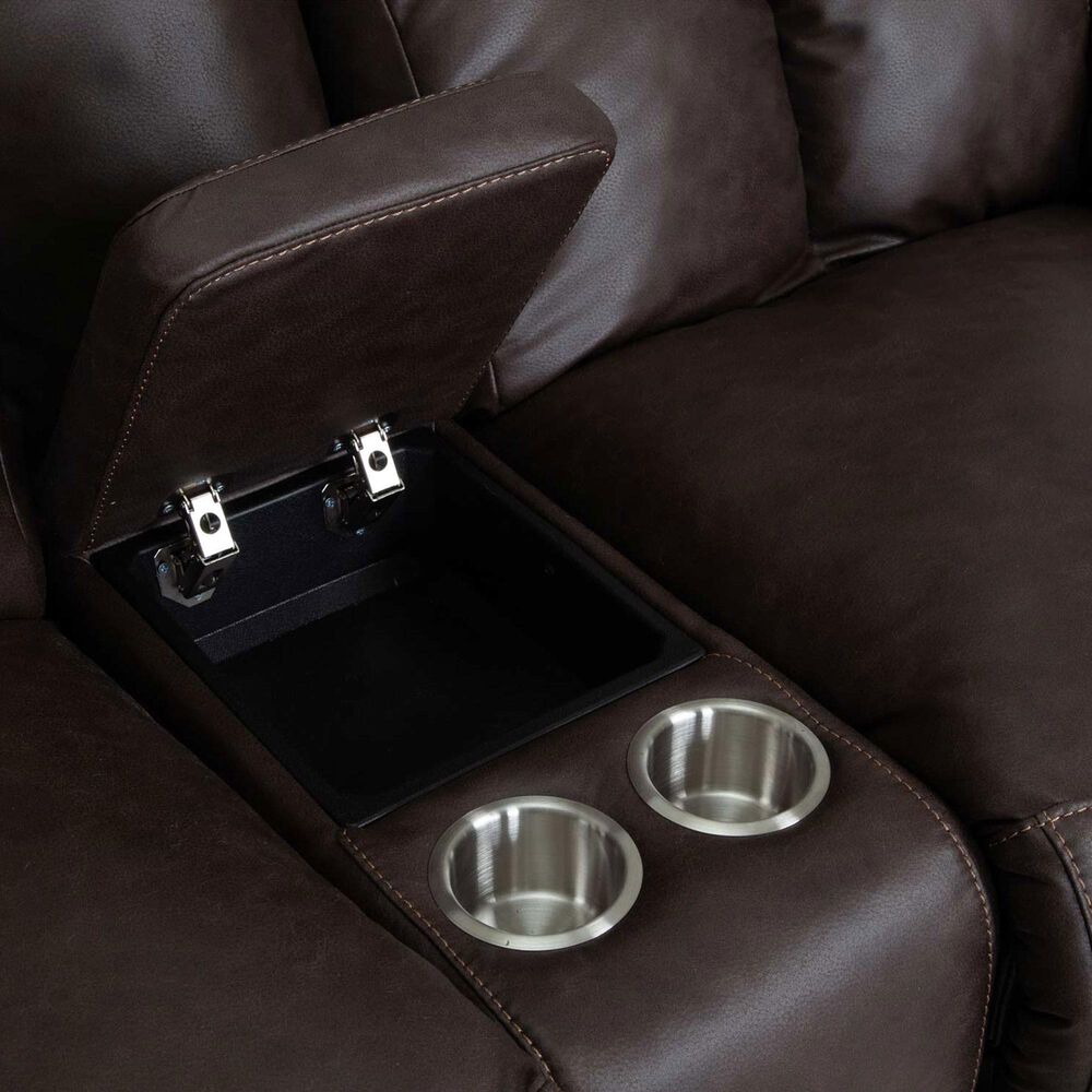 Moore Furniture Warner Manual Reclining Console Loveseat in Duvall Coffee, , large