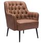 Zuo Modern Tasmania Accent Chair in Vintage Brown and Gold, , large