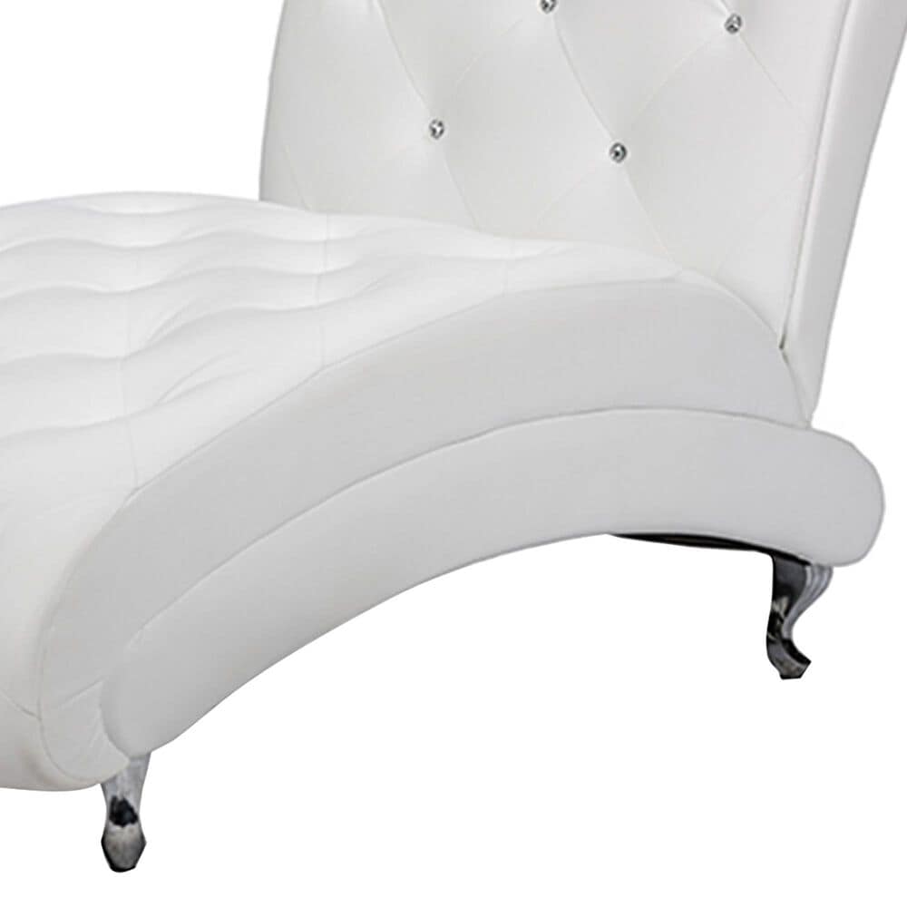 Baxton Studio Pease Upholstered Chaise Lounge in White, , large