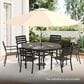 Hearth and Haven 7-Piece Outdoor Metal Dining Set with Stackable Chairs and Round Slatted Table in Black, , large