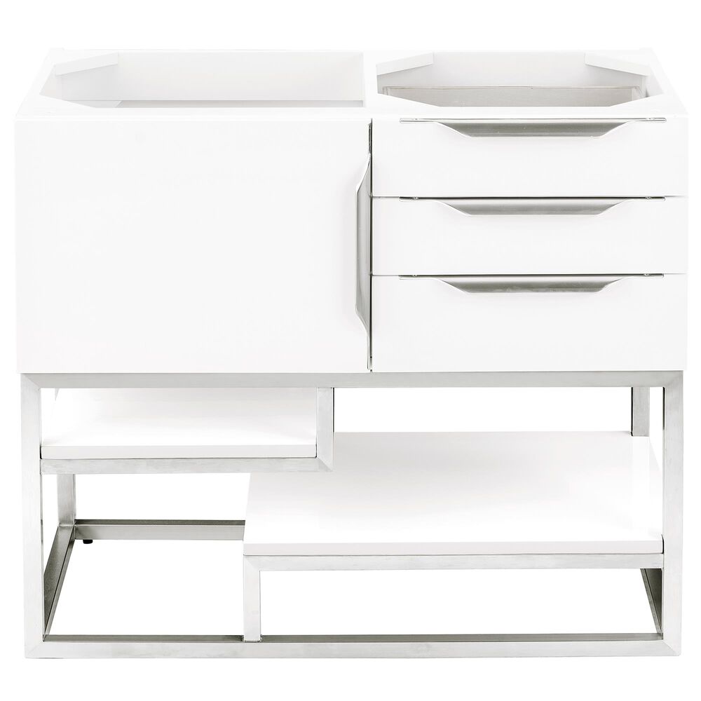 James Martin Columbia 36" Single Bathroom Vanity Cabinet in Glossy White and Brushed Nickel, , large