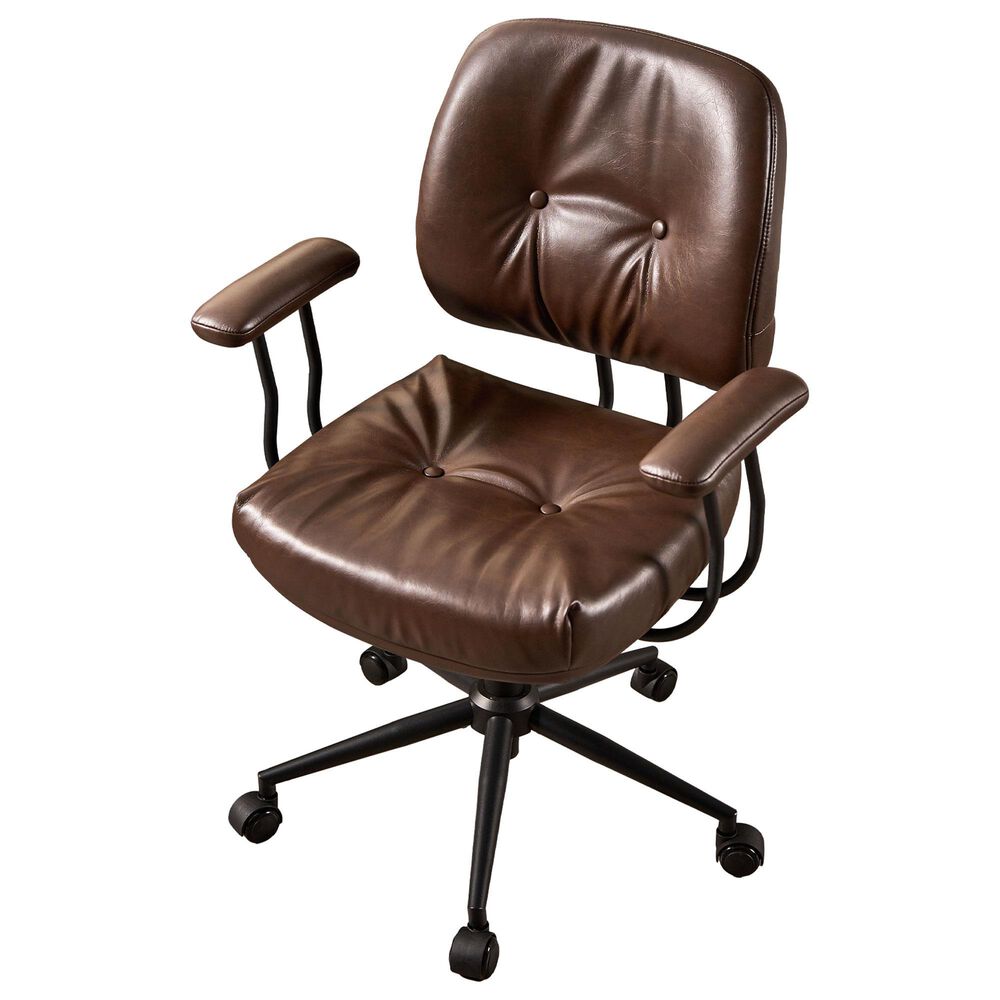 HOMLUX Executive Office Chair with PU Fabric Cushion in Dark Brown, , large