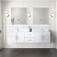 Lexora Home Geneva 72" Double Bathroom Vanity in Glossy White with 2 cm White Carrara Marble Top and Rectangular Sinks, , large