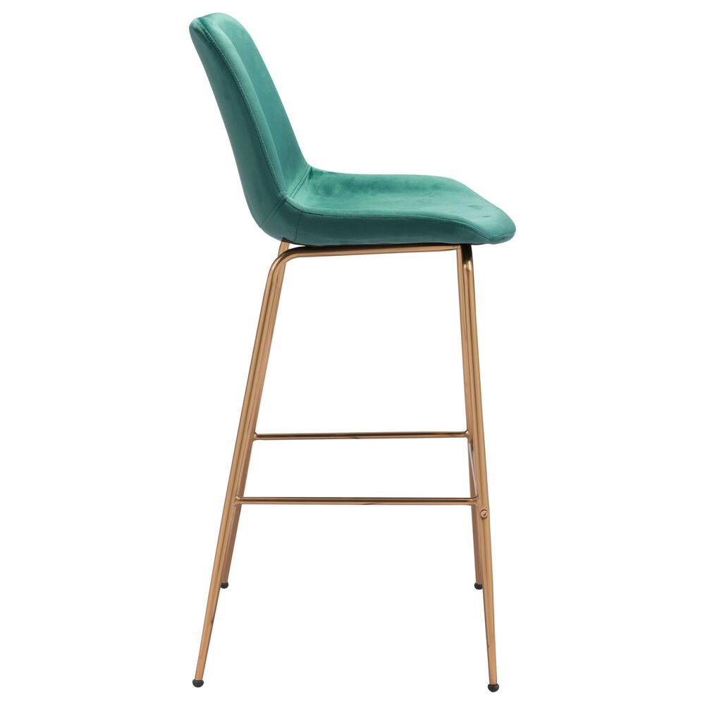 Zuo Modern Tony Bar Stool in Green and Gold, , large