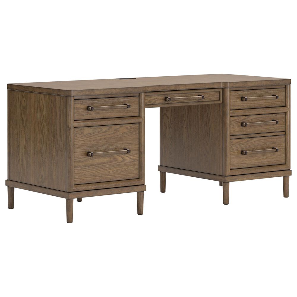 Ashley Roanhowe 2-Piece Desk and Bookcase Set in Brown Oak, , large