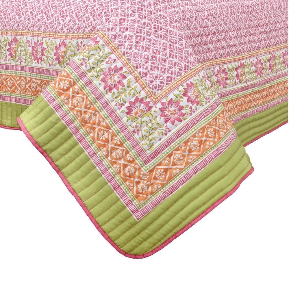 J. Queen New York Shiloh 3-Piece Full/Queen Quilt Set in Pink, Green and Orange, , large