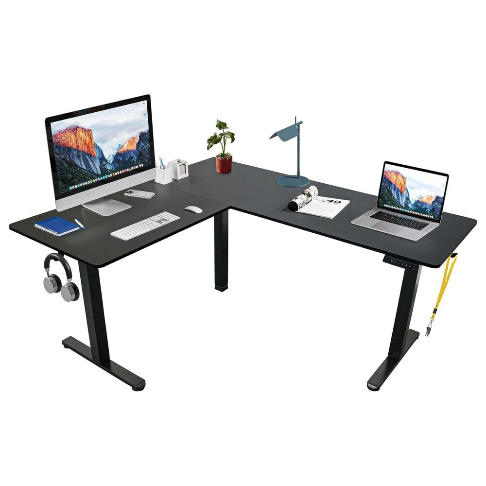 Rta Products Llc Polaris L-Shaped Electric Standing Desk with Spacious Desktop in Black, , large