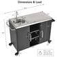 HOMLUX 55.5" Outdoor Kitchen Island with Sink in Black and Stainless Steel, , large
