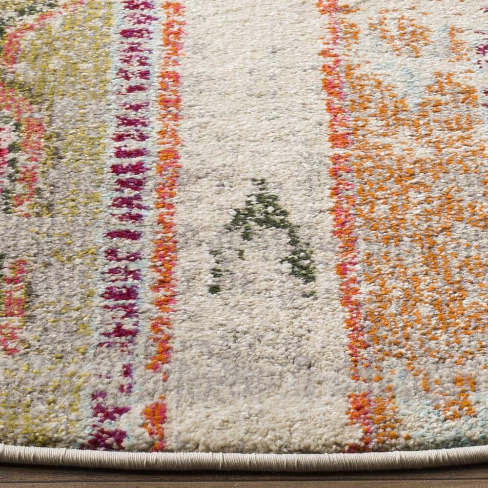 Safavieh Monaco MNC222G-4R 4&#39; x 4&#39;  Light Grey/Multi Round Rug, , large