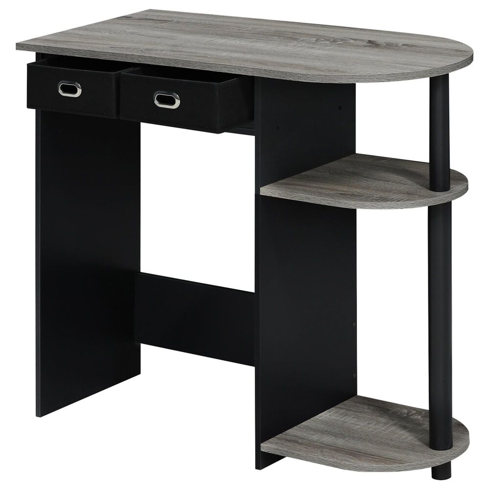HOMLUX 32" Computer Desk with Two Drawers in French Oak Grey and Black, , large