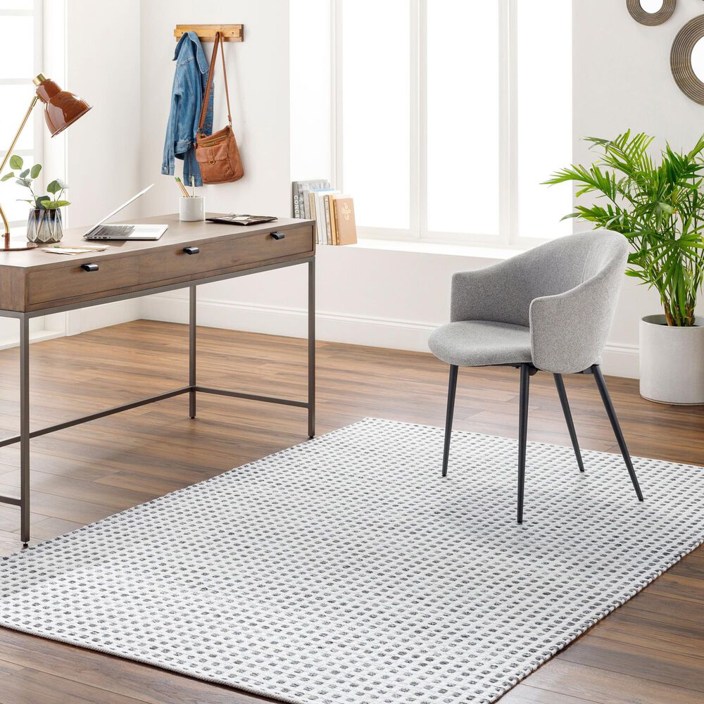 Surya Ariel White and Charcoal 10&#39; x 14 Area Rug, , large