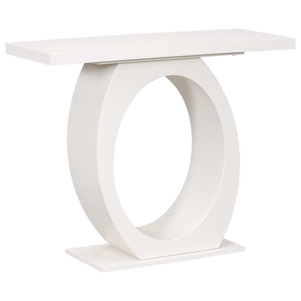 Hearth and Haven Mirod Console Table with Egg-Shaped Base in Beige, , large