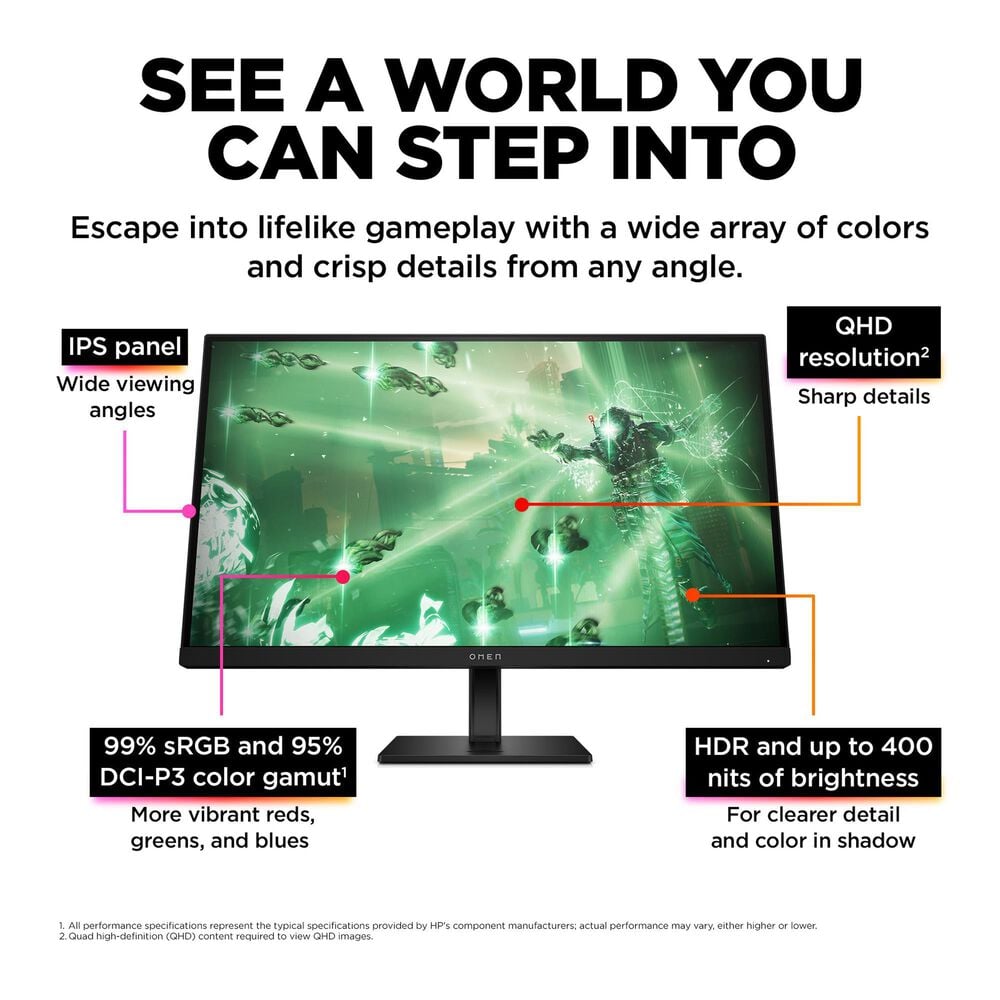 HP Omen 27&quot; QHD 165Hz Gaming Monitor in Black, , large