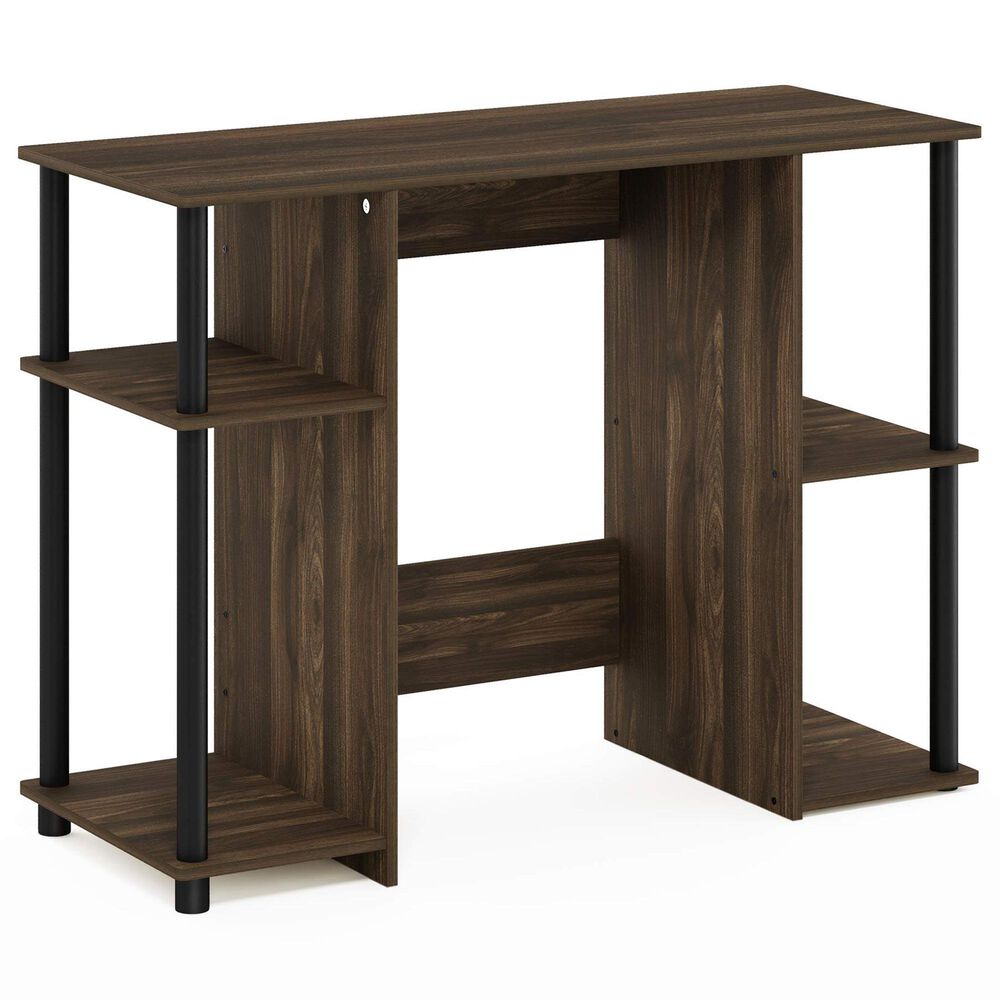 HOMLUX 38" Computer Desk with Dual Open Side Shelves in Columbia Walnut and Black, , large