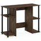 HOMLUX 38" Computer Desk with Dual Open Side Shelves in Columbia Walnut and Black, , large