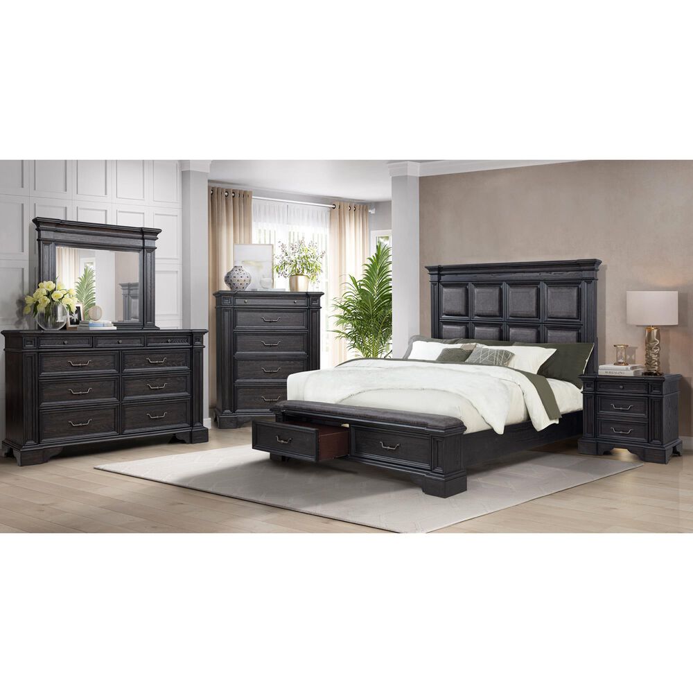 Sasha Lee Traditional King Storage Bed in English Oak, , large