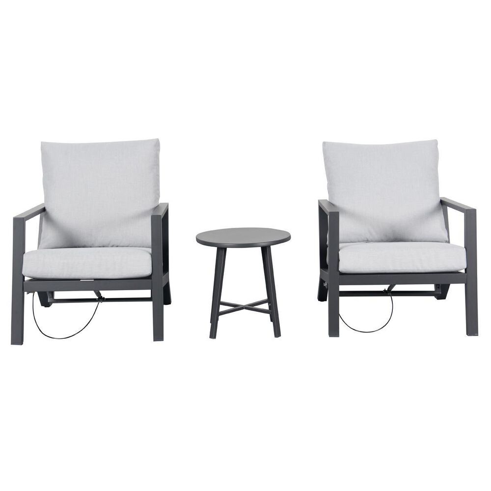 Global Note Collections Boone 3-Piece Reclining Lounge Set with White Cushion in Grey, , large