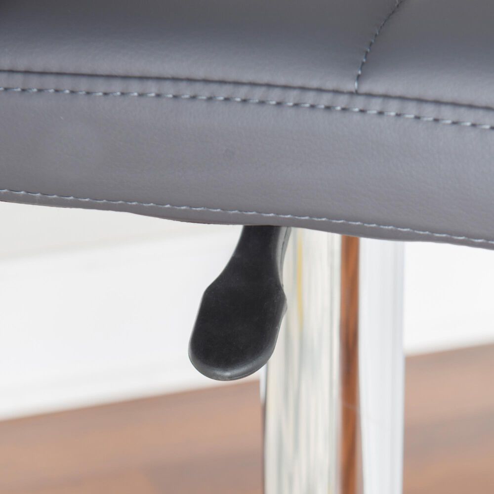 Parkerville Furniture Line Adjustable Quilted Bar Stool with Grey Cushion in Chrome, , large