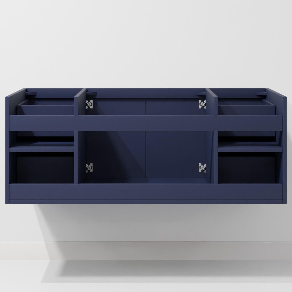 Lexora Home Geneva 48&quot; Single Bathroom Vanity in Navy Blue with 2 cm White Carrara Marble Top and Rectangular Sink, , large