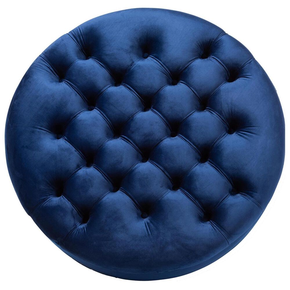 Baxton Studio Palfrey Cocktail Ottoman in Royal Blue Velvet NFM