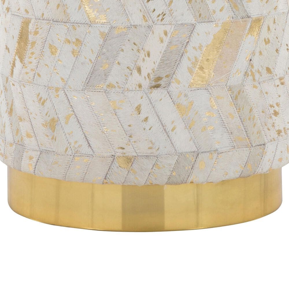LumiSource Oro 18" Ottoman in Ivory and Gold, , large