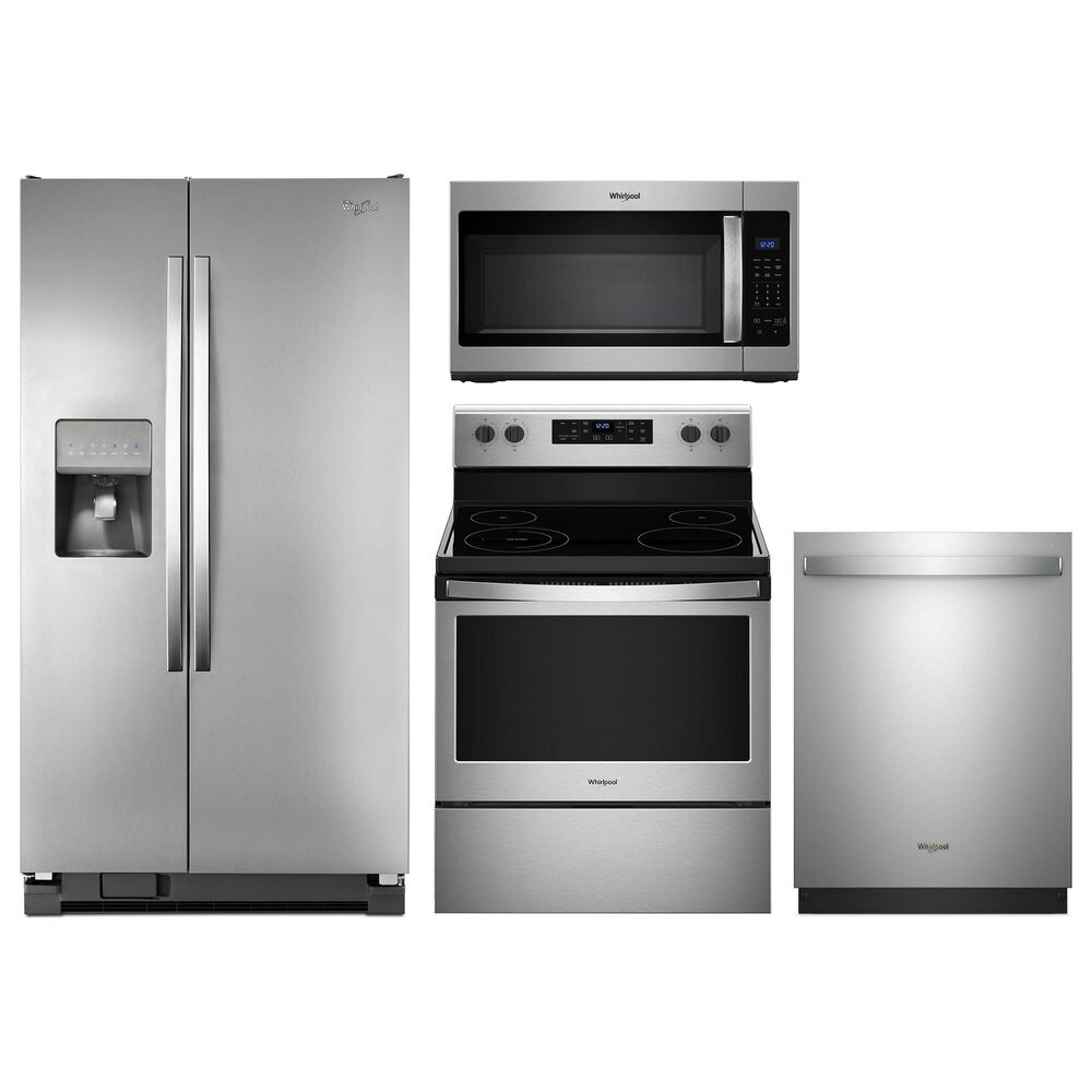 Whirlpool 4-Piece Kitchen Package with Freestanding Electric Range - Stainless Steel, , large